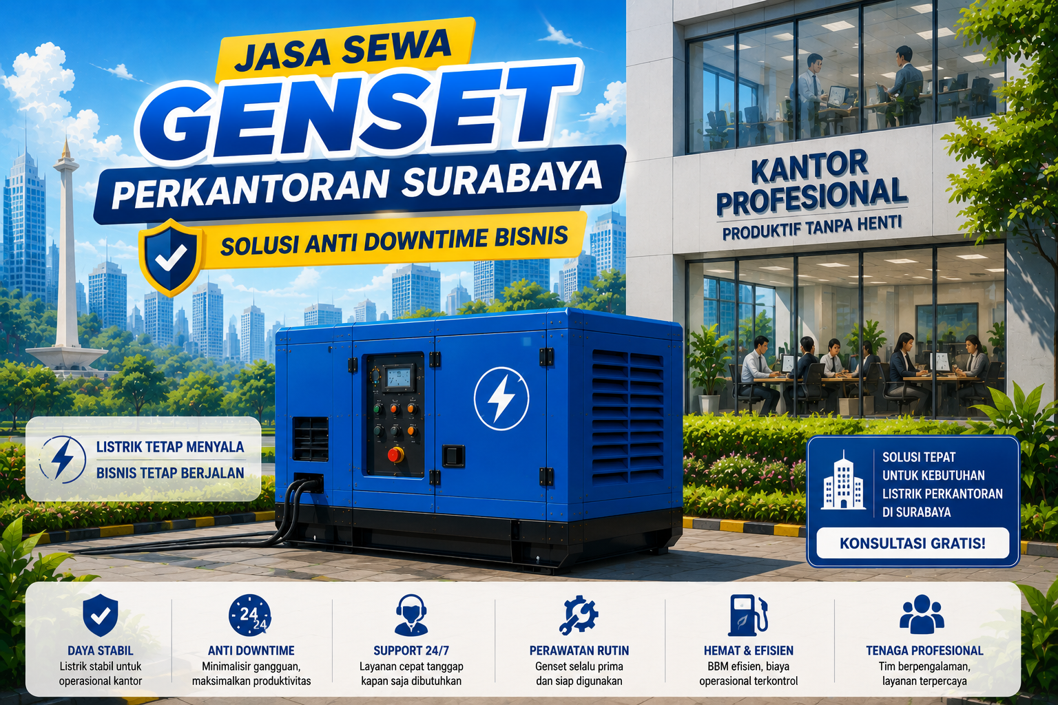 Jasa Sewa Genset Perkantoran Surabaya