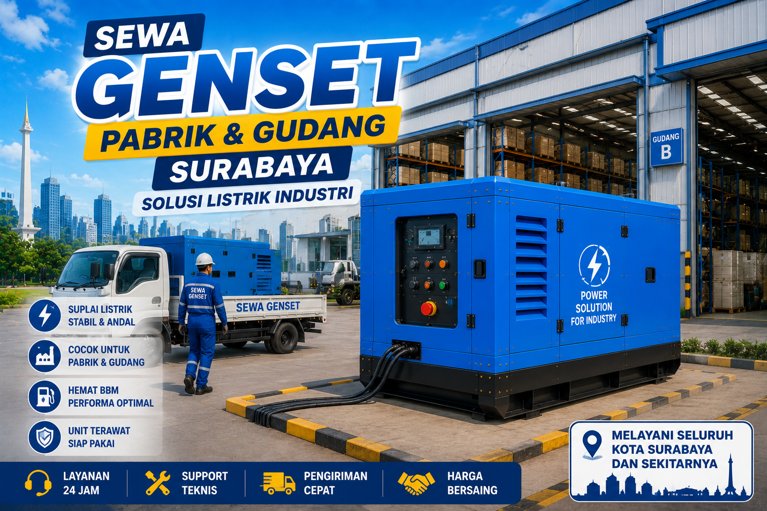 Sewa Genset Pabrik dan Gudang Surabaya
