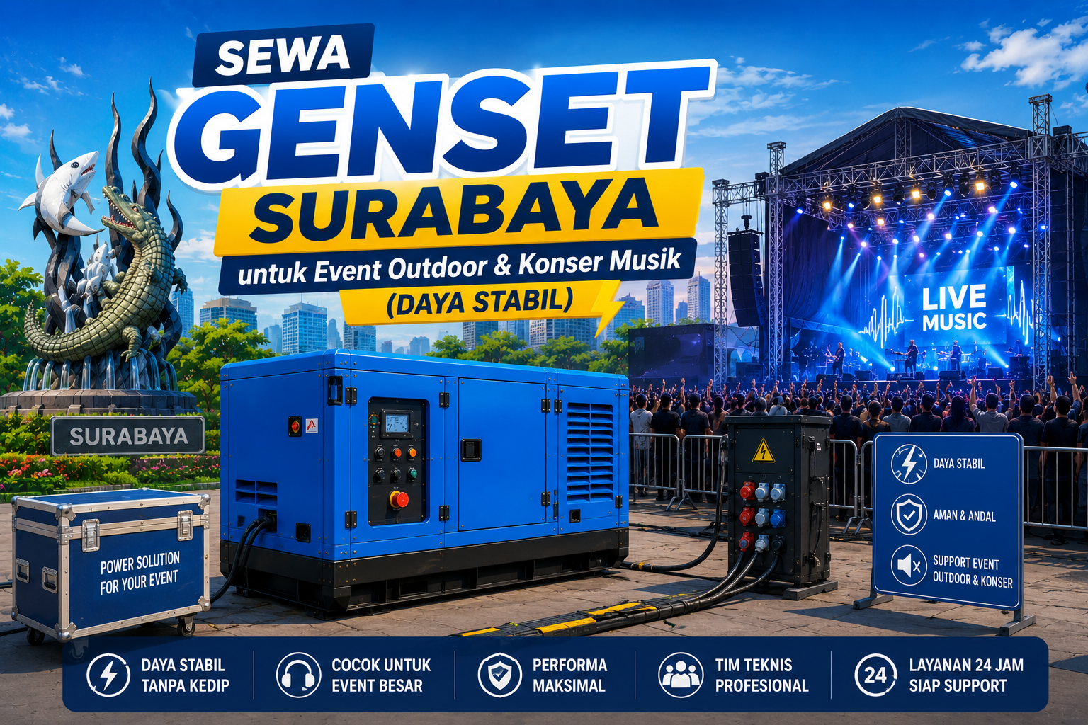 Sewa Genset Surabaya untuk Event Outdoor & Konser Musik (Daya Stabil)