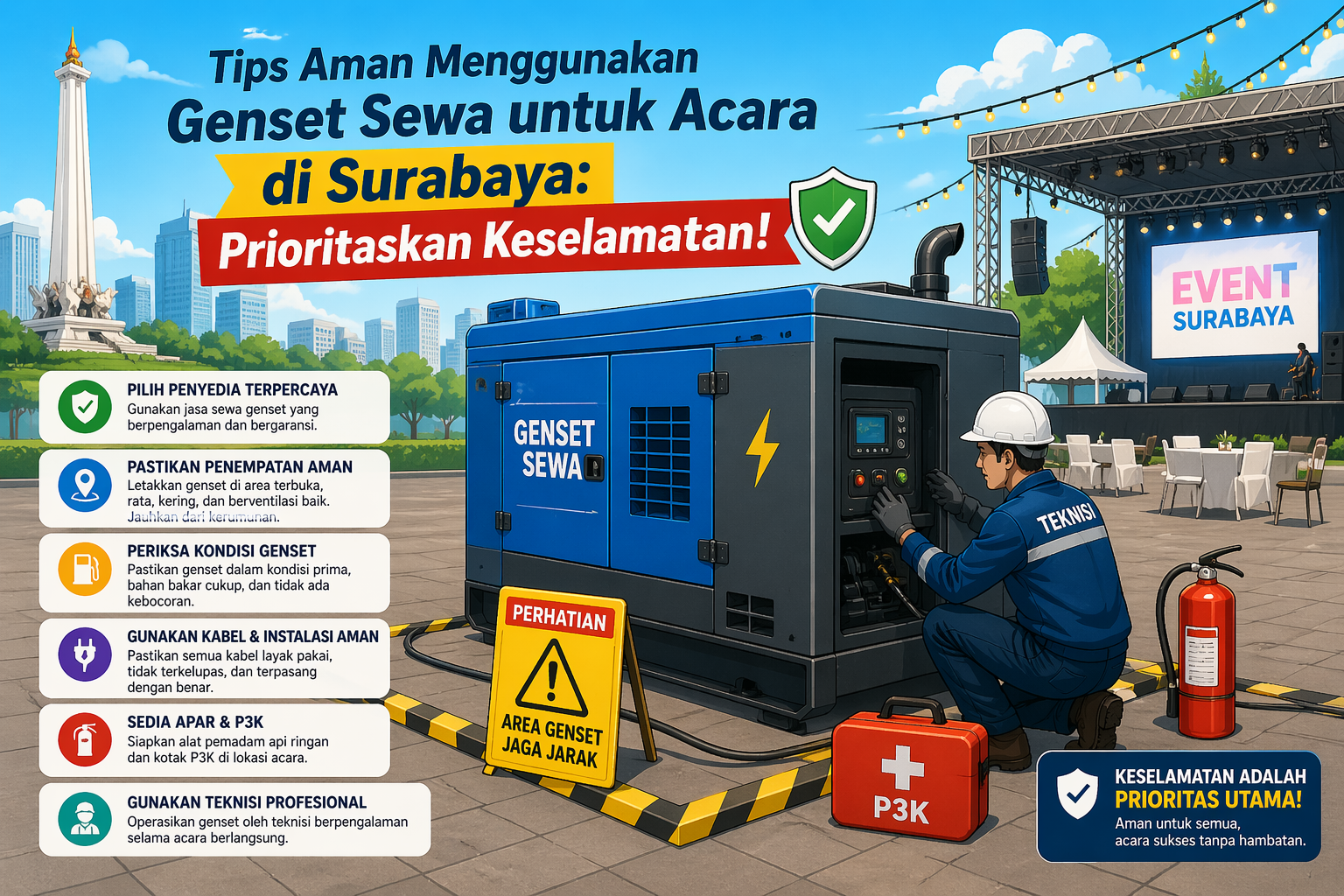Tips Aman Menggunakan Genset Sewa untuk Acara di Surabaya