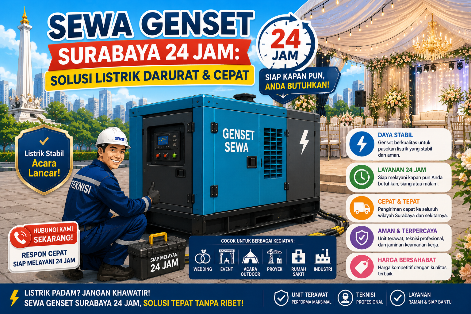 Sewa-Genset-Surabaya 24 Jam Solusi Listrik Darurat dan Cepat
